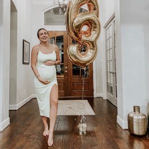 Super soft, high slit, neon midi dress